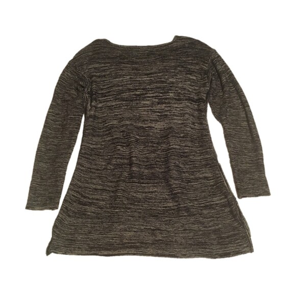 Ellen Tracy sweater Women Medium marled black gray split hem tunic top Lagenlook - Picture 2 of 8